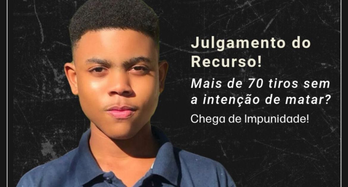 Ato público por júri popular no julgamento dos assassinos de João Pedro em frente ao TJ-RJ nesta terça-feira, dia 20